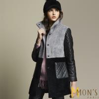 MONS 義大利精品設計水波紋皮草大衣