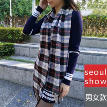 Seoul Show首爾秀 男女經典條格紋仿羊絨圍巾披肩