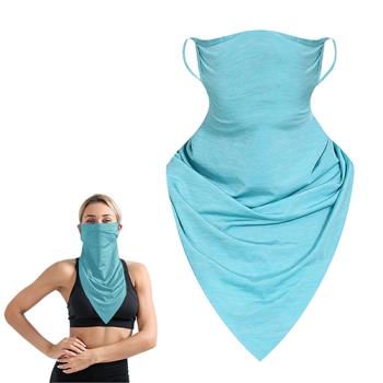 活力揚邑 冰絲涼感防曬抗UV吸濕排汗三角頭巾面罩-灰藍