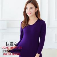 G+居家 輕磨毛暖暖發熱衣(深紫_圓領_女款)