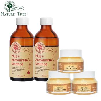 NatureTree黃金抗皺組(抗皺精華液250mlx2+黃金霜30mlx3)