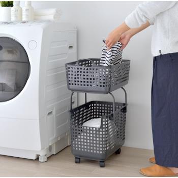 日本LIKE IT 北歐風可堆疊組合式收納洗衣籃(輪子顏色隨機贈送)