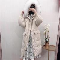 【米蘭精品】羽絨夾克連帽外套-貉子毛領抽繩大口袋長款女外套4色73wc15