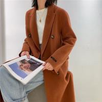 【米蘭精品】毛呢大衣羊毛外套-藍色綁帶寬鬆長版女外套73wb41