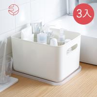 日本霜山 無印風霧面附蓋把手收納盒-L-3入