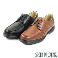 GREEN PHOENIX 流線剪裁縫線綁帶全真皮平底休閒皮鞋(男鞋)T63-19017