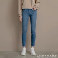 GIORDANO 女裝中腰彈力修身窄管牛仔褲-53 淺藍