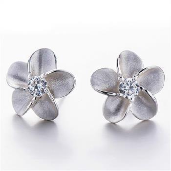 【I.Dear Jewelry】 愛麗絲-幸福五花瓣花朵鑲鑽造型銀耳針耳還(愛麗絲)現貨