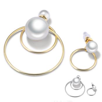 【I.Dear Jewelry】 圓圈珍珠不規則大小圈圈珍珠耳環(2色)現貨