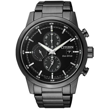 CITIZEN 星辰 亞洲限定款光動能三眼計時腕錶/黑X鐵灰/43mm/CA0615-59E