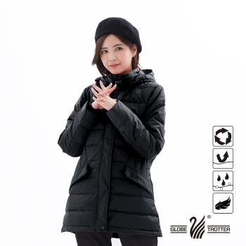 【遊遍天下】女款中長版顯瘦防風防潑禦寒羽絨外套GJ22021黑色