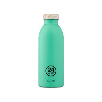 【義大利 24Bottles】不鏽鋼雙層保溫瓶 500ml - 綠薄荷 (木紋蓋)