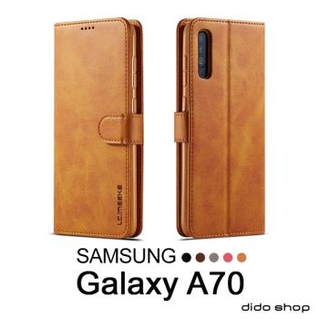 三星 Galaxy A70 仿小牛皮紋可插卡掀蓋手機皮套 保護殼(FS149)