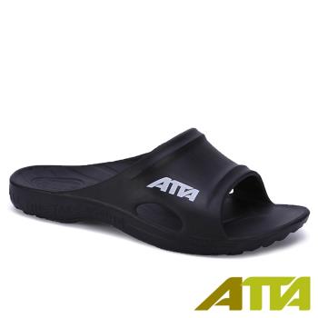  【ATTA】 足弓均壓簡約休閒拖鞋-黑色