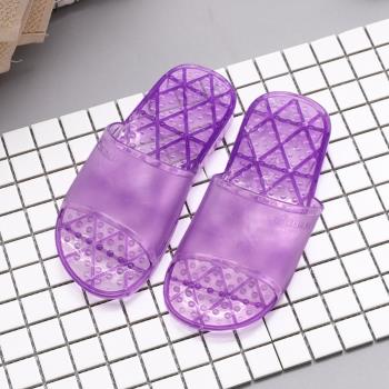 【333家居鞋館】素色透明浴室拖鞋-紫色