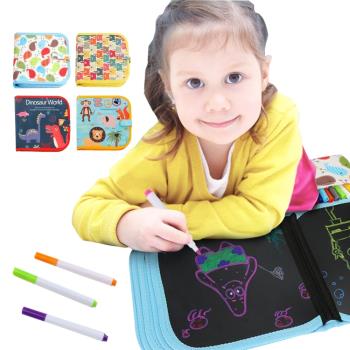 Colorland-兒童繪畫本 可擦拭水彩筆雙面黑板畫冊+12支筆