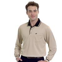 【Londa Polo】吸濕排汗男版長袖POLO衫PK5062駝色
