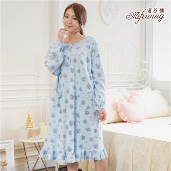 【MFN 蜜芬儂】台灣製-浪漫玫瑰長袖洋裝睡衣(兩色)