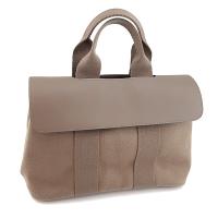 HERMES 卡其色布料混搭皮革手提包(展示品)