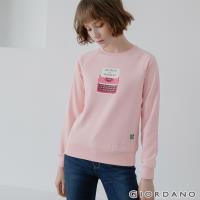 GIORDANO 女款 Retro Wave復古印花大學T恤-11 珊瑚粉