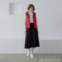 GIORDANO 女款經典素色保暖連帽背心-24 標誌紅