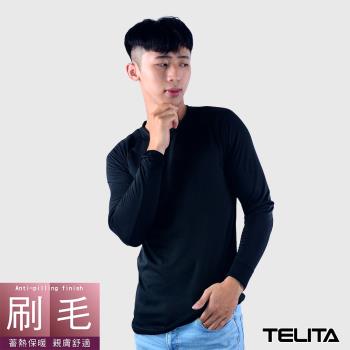 任-【TELITA】長袖刷毛圓領保暖衫/長袖T恤-黑色