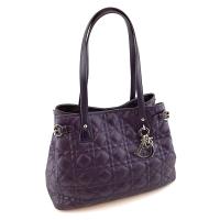 DIOR 紫色菱格紋刺繡帆布肩背托特包(展示品)