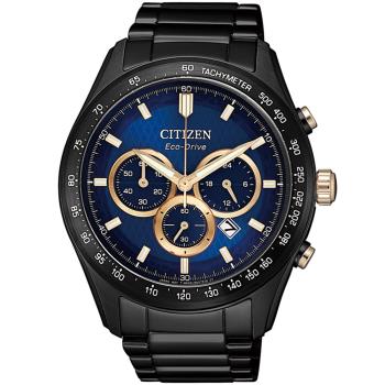 CITIZEN 星辰 亞洲限定款光動能三眼計時腕錶/藍/43mm/CA4458-88L