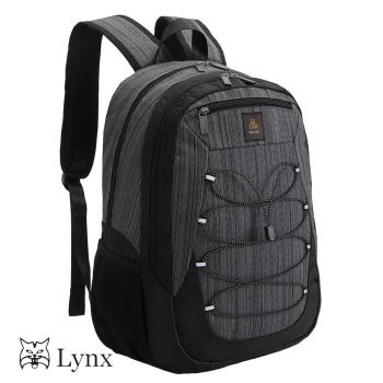 【Lynx】細條紋系列輕盈防潑水尼龍後背包(可放筆電 可放平板)