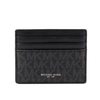 MICHAEL KORS 銀LOGO PVC拚皮革6卡名片/卡片夾(黑色) 36U9LCRD1B BLACK