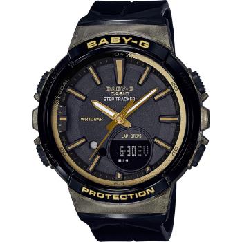 CASIO 卡西歐 Baby-G 慢跑計步顯示手錶-黑 BGS-100GS-1A
