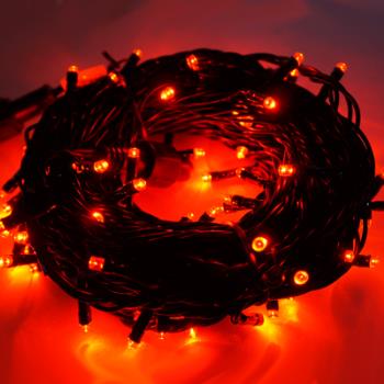 摩達客-100燈LED燈串聖誕燈 (紅光黑線)(附控制器跳機)(高亮度又省電)