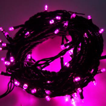 摩達客-100燈LED燈串聖誕燈 (粉紅光黑線)(附控制器跳機)(高亮度又省電)