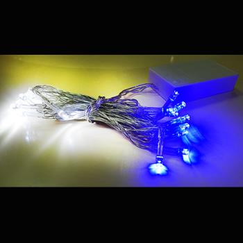 摩達客 聖誕燈 LED燈串20燈電池燈 (藍白光)(透明線) (高亮度又環保)