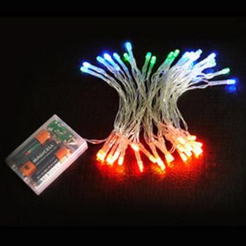 聖誕燈 LED燈串50燈電池燈 (四彩色光/透明線) (高亮度又環保)