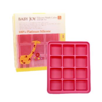 【韓國BABY JOY】鉑金矽膠副食品製冰盒12格-粉
