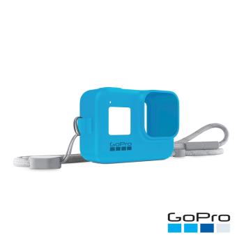 【GoPro】HERO8 Black專用矽膠護套+繫繩-晴空藍AJSST-003(公司貨)