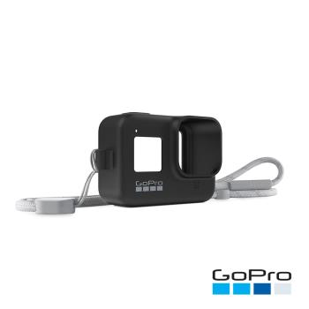 【GoPro】HERO8 Black專用矽膠護套+繫繩-子夜黑AJSST-001(公司貨)