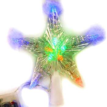 摩達客-聖誕燈LED透明樹頂星電池燈 (彩光) (高亮度又環保)(可裝飾於聖誕樹頂或窗戶等)