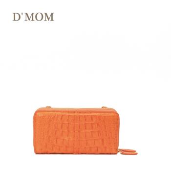【DMOM】雙開鱷魚拉鍊包-橘色