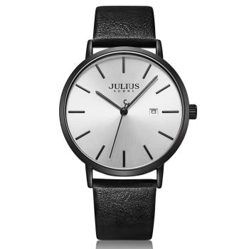 【JULIUS】JULIUS聚利時 經典淬鍊日期皮革錶帶腕錶(四色/40mm)