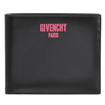 Givenchy 紀梵希品牌LOGO印花小牛皮八卡短夾.黑