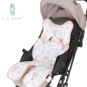 【L.A. Baby】多功能3D涼感推車汽座餐椅座墊-加長型(頭枕可拆可調配合寶寶成長使用6款花色)