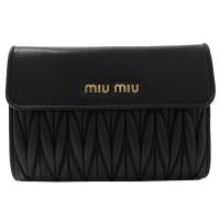 MIU MIU 5ML225 經典抓皺羊皮三折扣式零錢中夾.黑