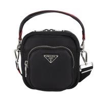 PRADA Nylon Cargo 尼龍三角LOGO 手提斜背包(黑/紅)