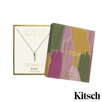 美國 KITSCH Bar Tag Engravable Necklace 簡約風長條拋光14K鍍金墜飾項鍊