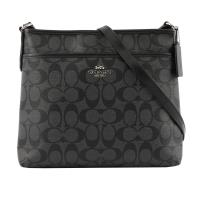 COACH PVC LOGO斜背包(薄款)(黑灰色) F29210 SVDK6