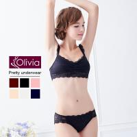 Olivia 無鋼圈全蕾絲薄款抹胸內衣褲套組*