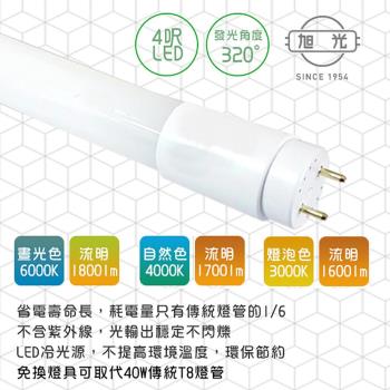 旭光-LED 18W T8-4FT 4呎 全電壓玻璃燈管-20入 晝白.自然.燈泡色(免換燈具直接取代T8傳統燈管)