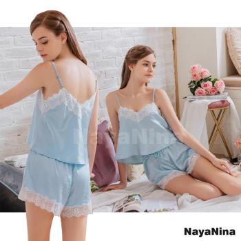 Naya Nina 蕾絲細肩衣短褲二件式套裝居家睡衣(公主藍)